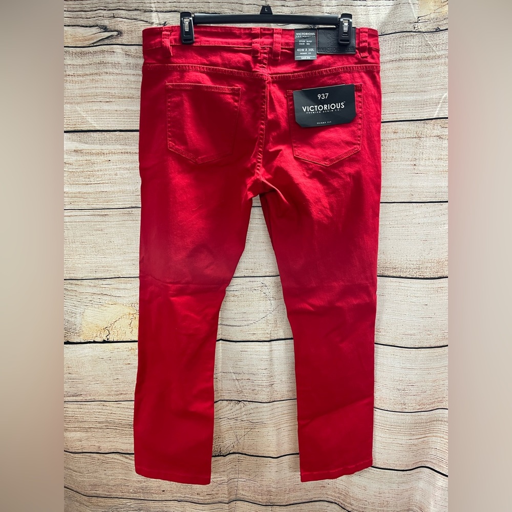 Victorious 937 Los Angeles skinny fit red denim jeans